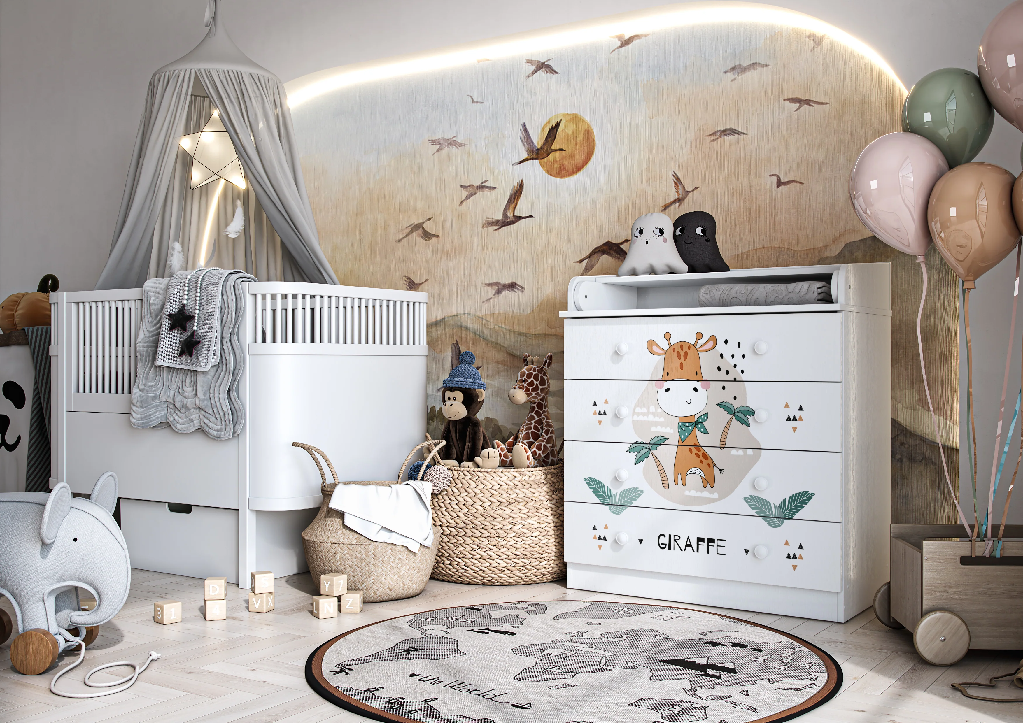 Changing Dresser 800 Shefa Kids, White, Giraffe - Image 7