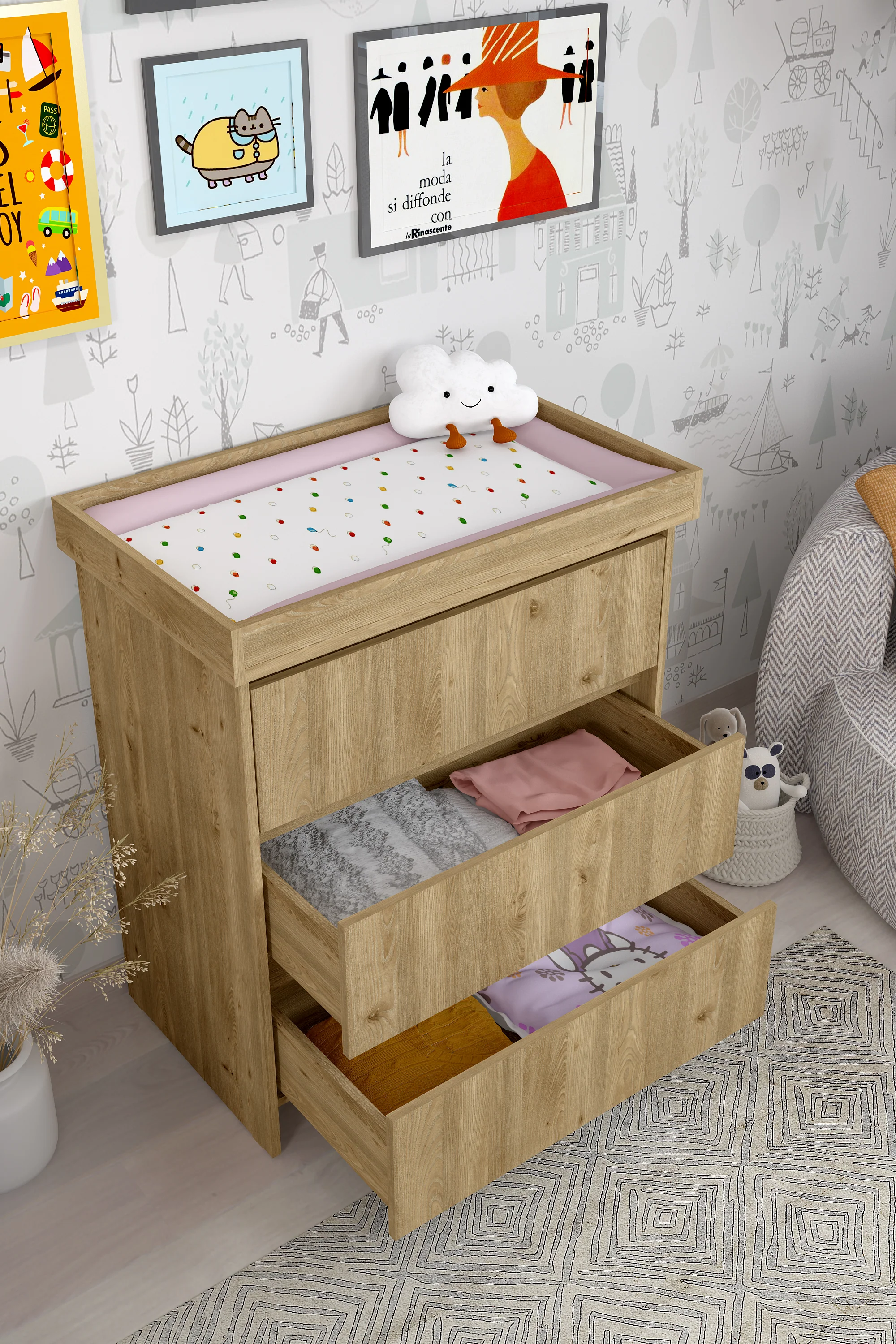 Changing Unit Shefa Kids 880, Cremona Oak - Image 2
