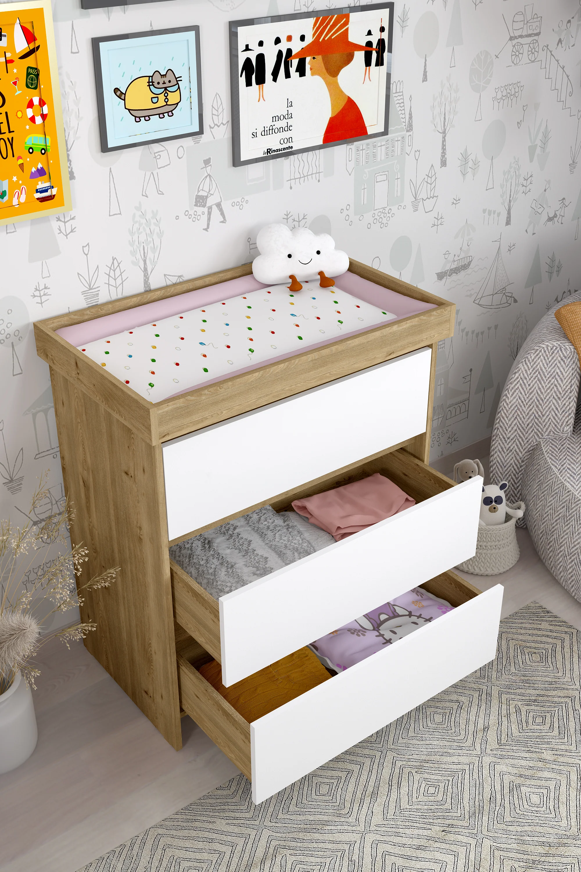 Changing Unit Shefa Kids 880, Cremona Oak-white - Image 6