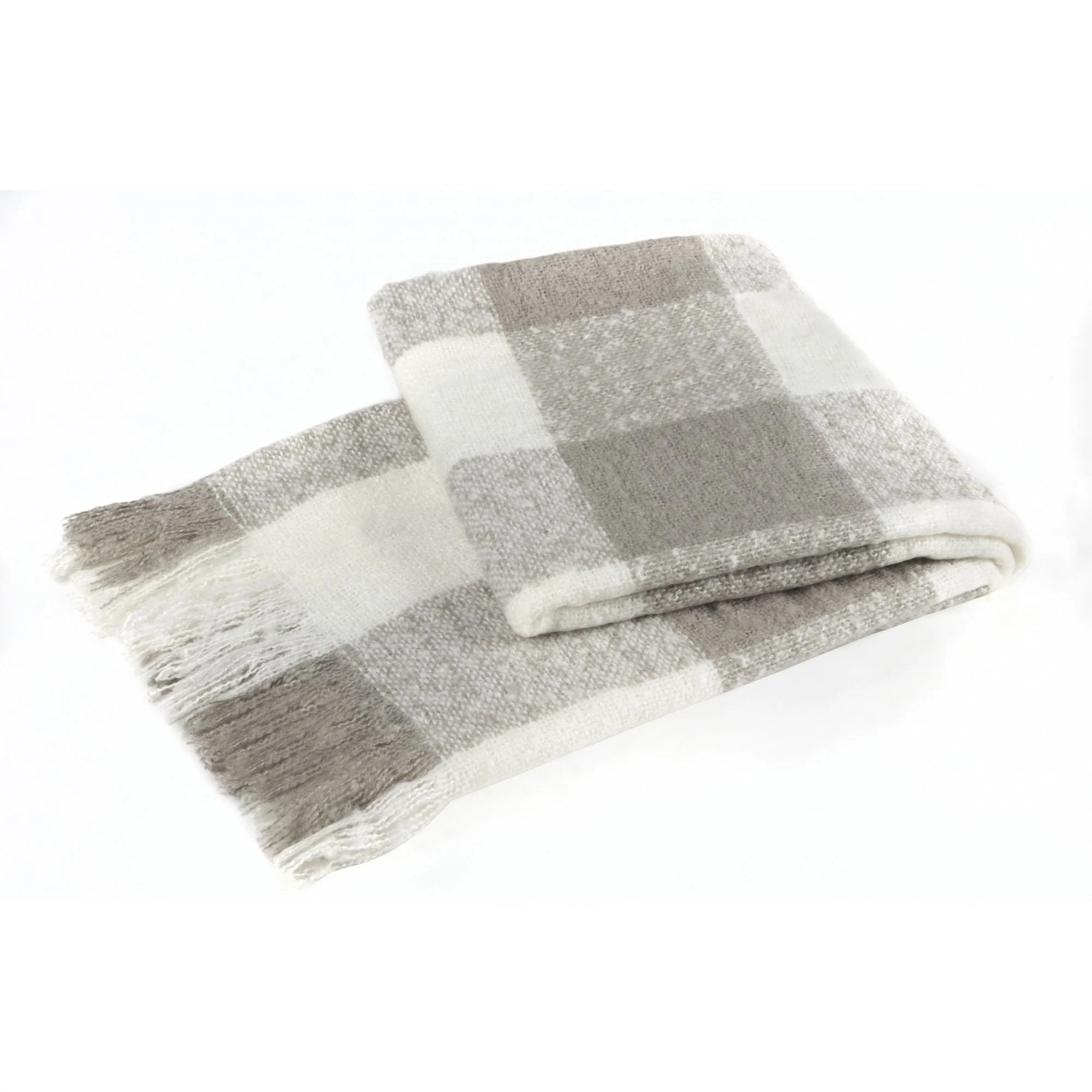 Check Acrylic Throw - Grey