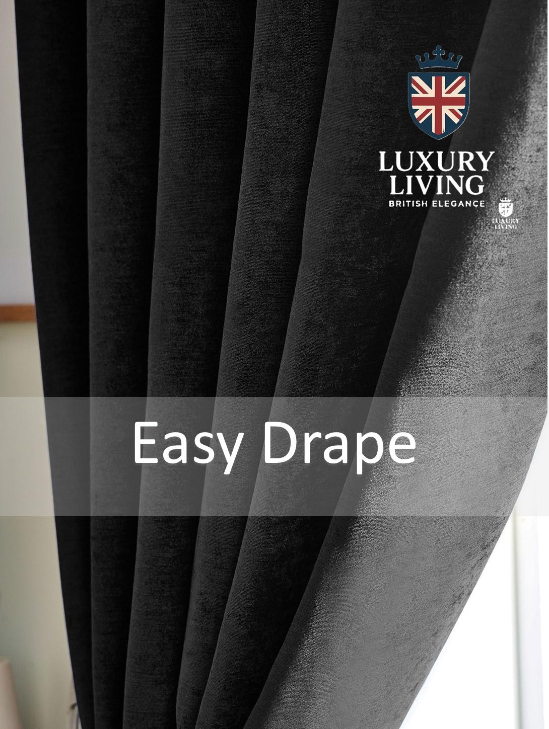 Chenille Blackout Taped Curtains Black - Image 6