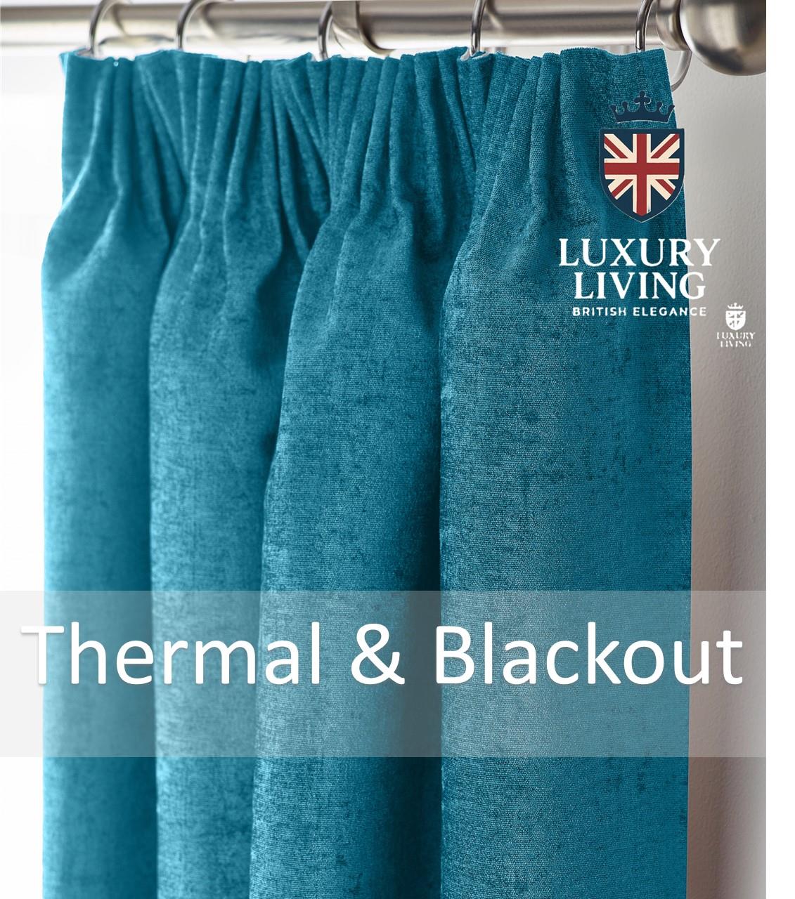 Chenille Blackout Taped Curtains Teal - Image 3