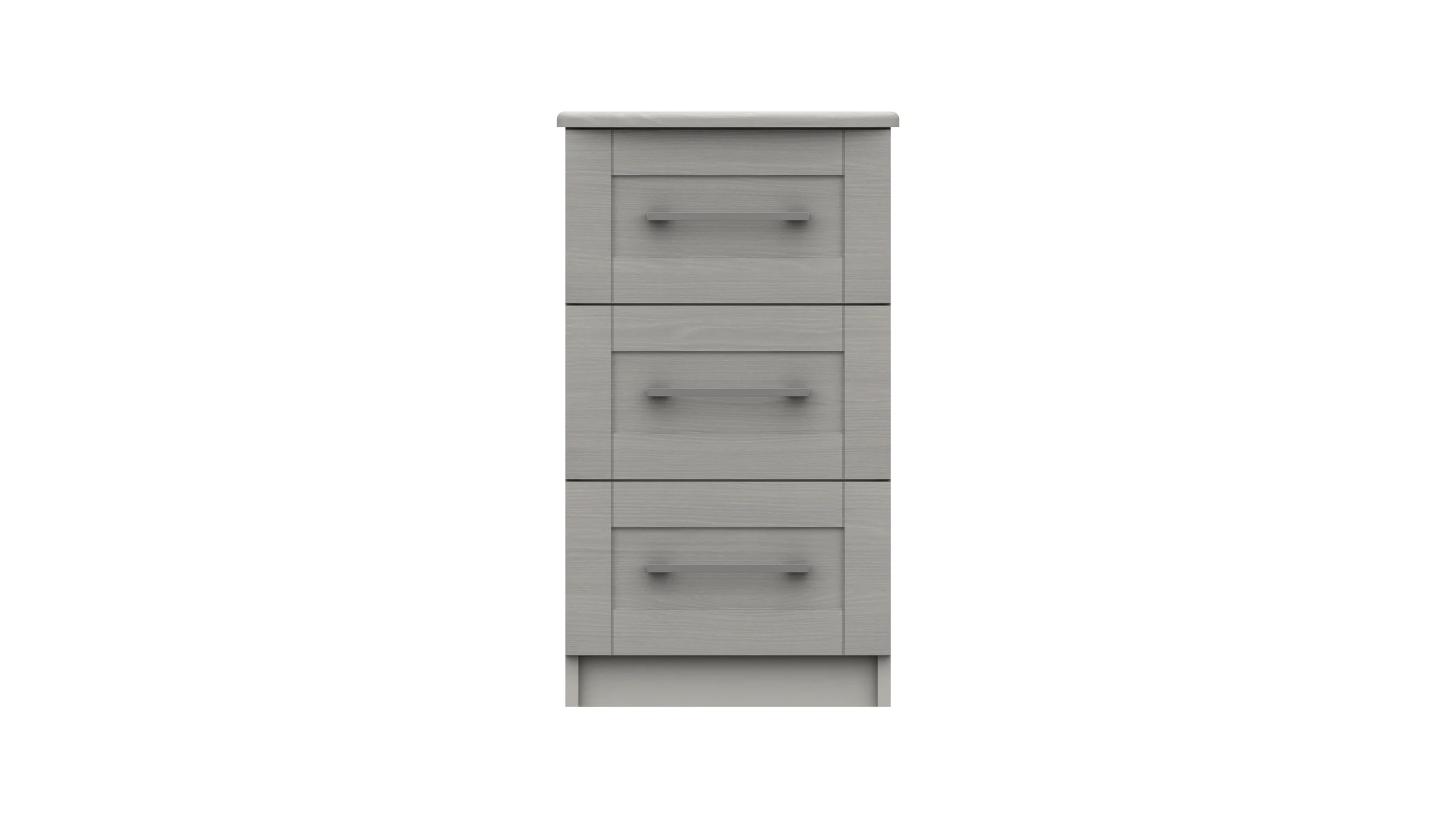 Chester Ready Assembled Bedside Table with 3 Drawers - Light Grey - Image 5