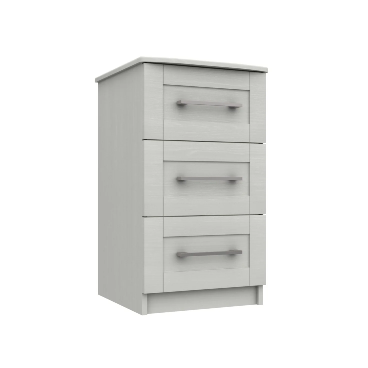 Chester Ready Assembled Bedside Table with 3 Drawers - White - Image 3