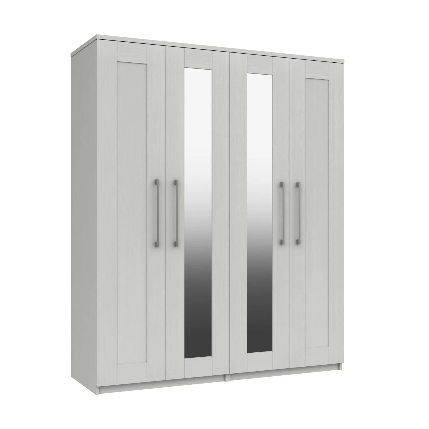 Chester Ready Assembled Wardrobe with 4 Doors & 2 Mirrors - White - Image 3
