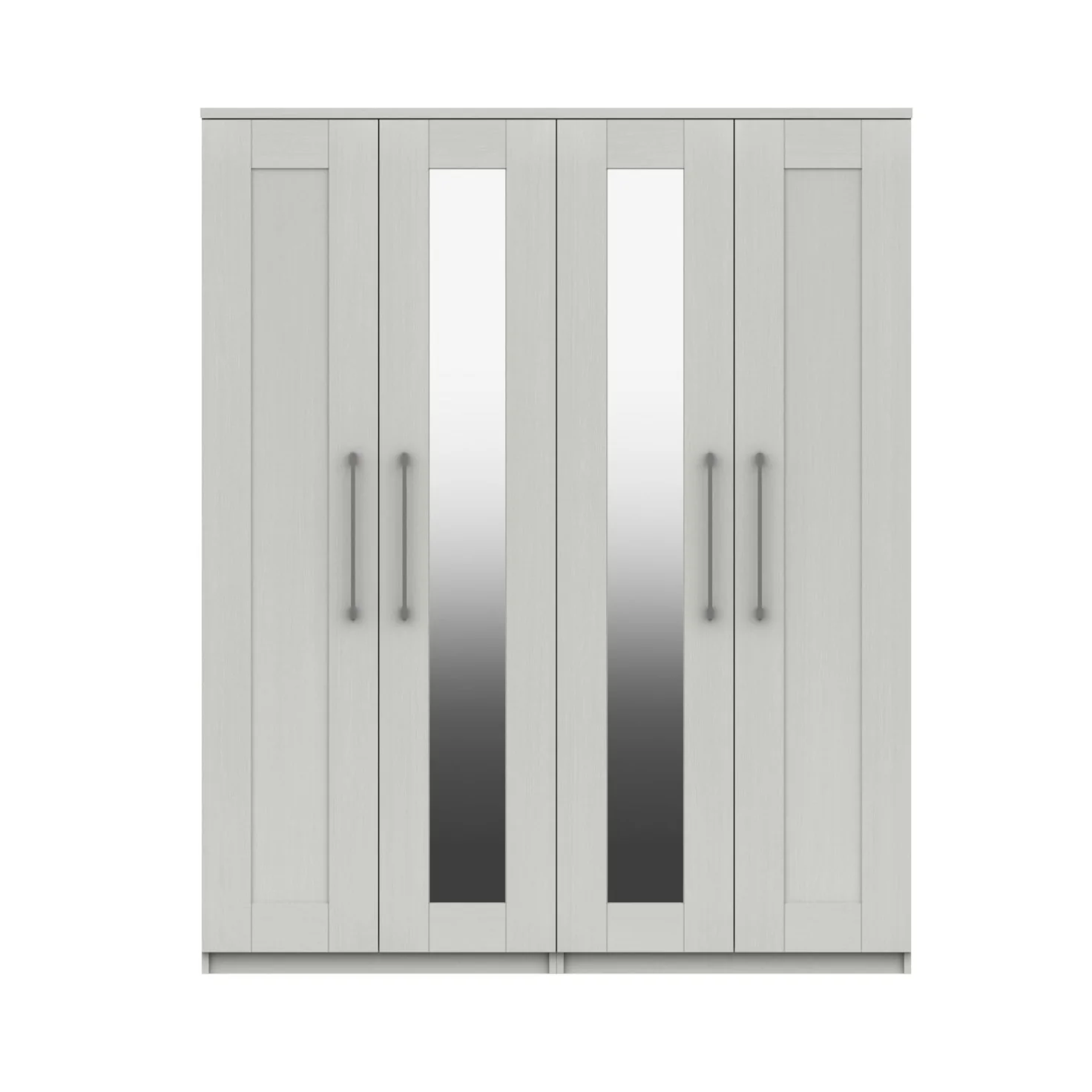 Chester Ready Assembled Wardrobe with 4 Doors & 2 Mirrors - White - Image 4