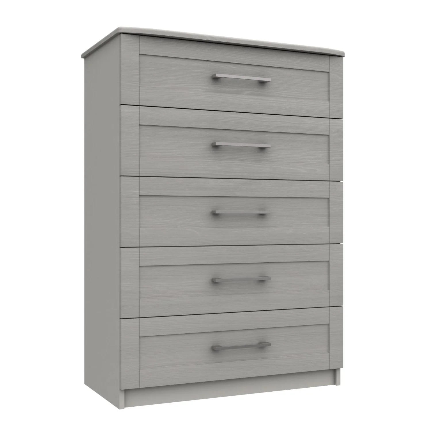 Chester Ready Assembled Chest of Drawers with 5 Drawers - Light Grey - Image 3