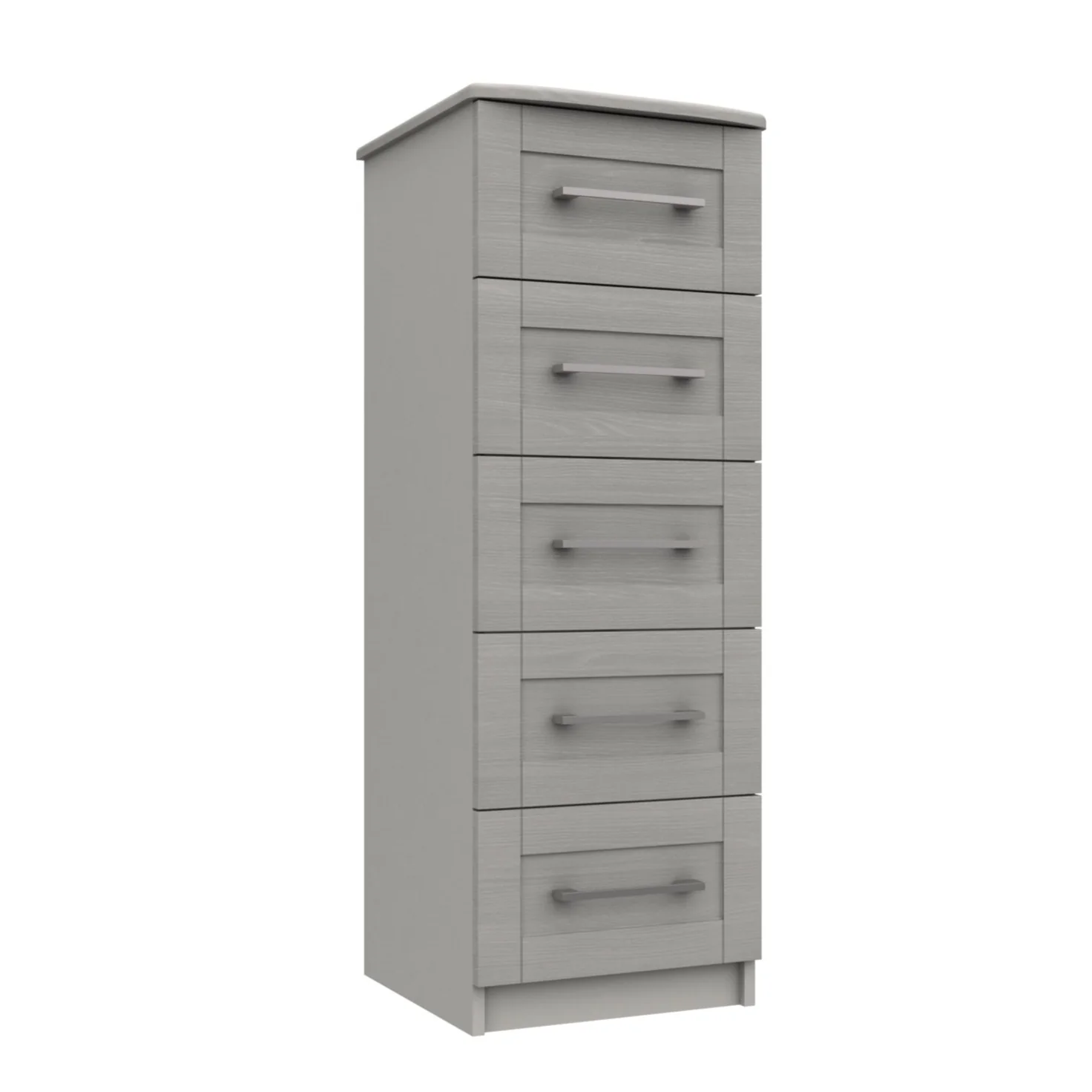 Chester Ready Assembled Chest of Drawers with 5 Drawers Tallboy - Light Grey - Image 3