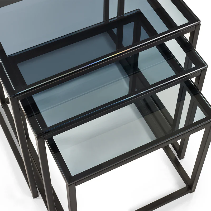 Chicago Nest Of 3 Tables Smoked Glass - Image 2