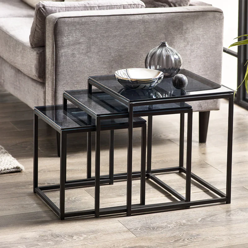 Chicago Nest Of 3 Tables Smoked Glass - Image 4
