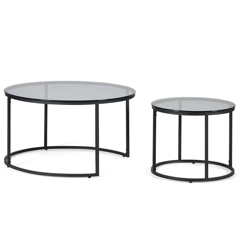 Chicago Round Nesting Coffee Tables Smoked Glass - Image 2