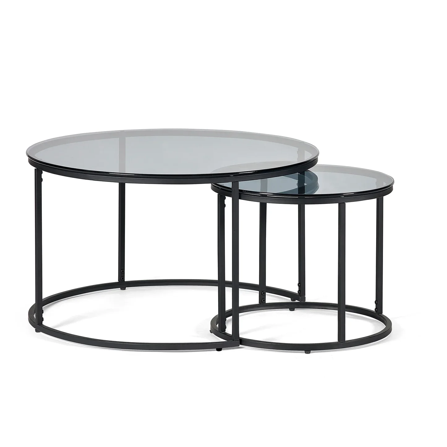 Chicago Round Nesting Coffee Tables Smoked Glass - Image 3