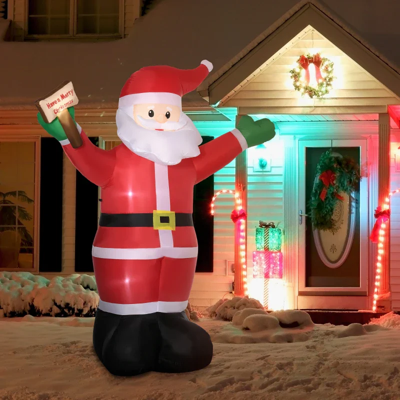 HOMCOM Christmas Inflatable Santa Clause Holding Sign 8' - Image 10