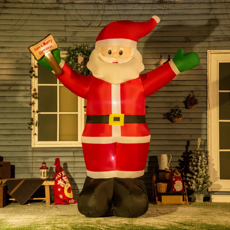 HOMCOM Christmas Inflatable Santa Clause Holding Sign 8' - Image 2