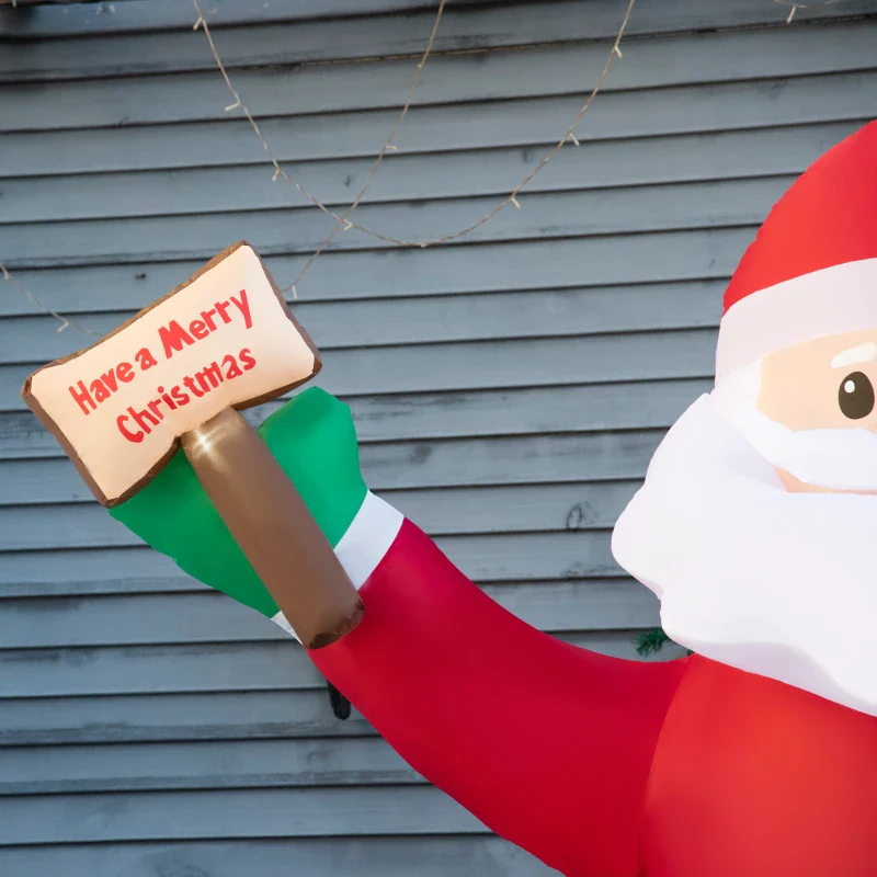 HOMCOM Christmas Inflatable Santa Clause Holding Sign 8' - Image 9