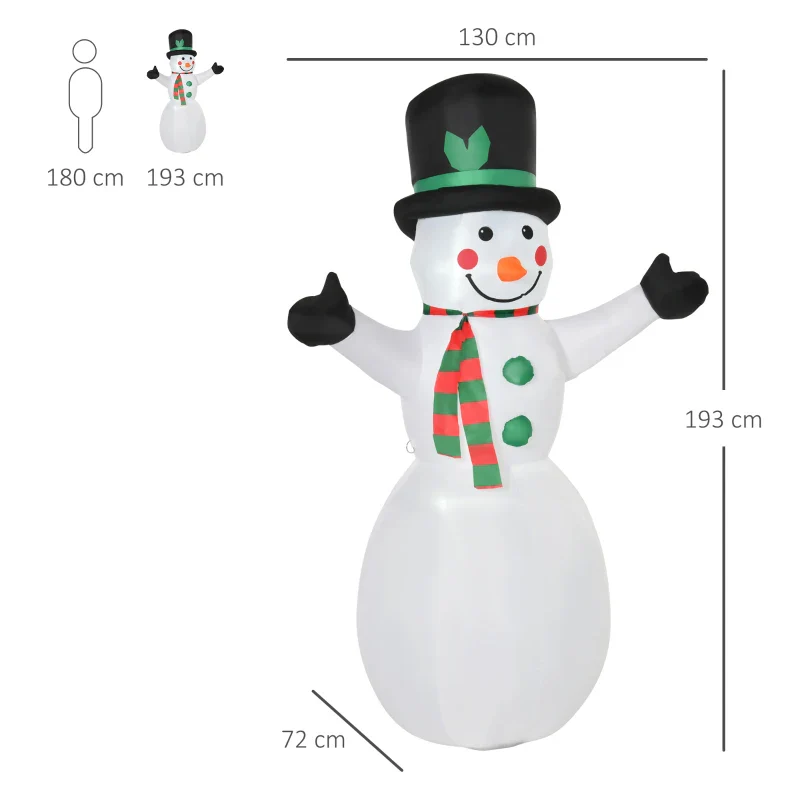 HOMCOM 6.5ft Inflatable Snowman - Image 2