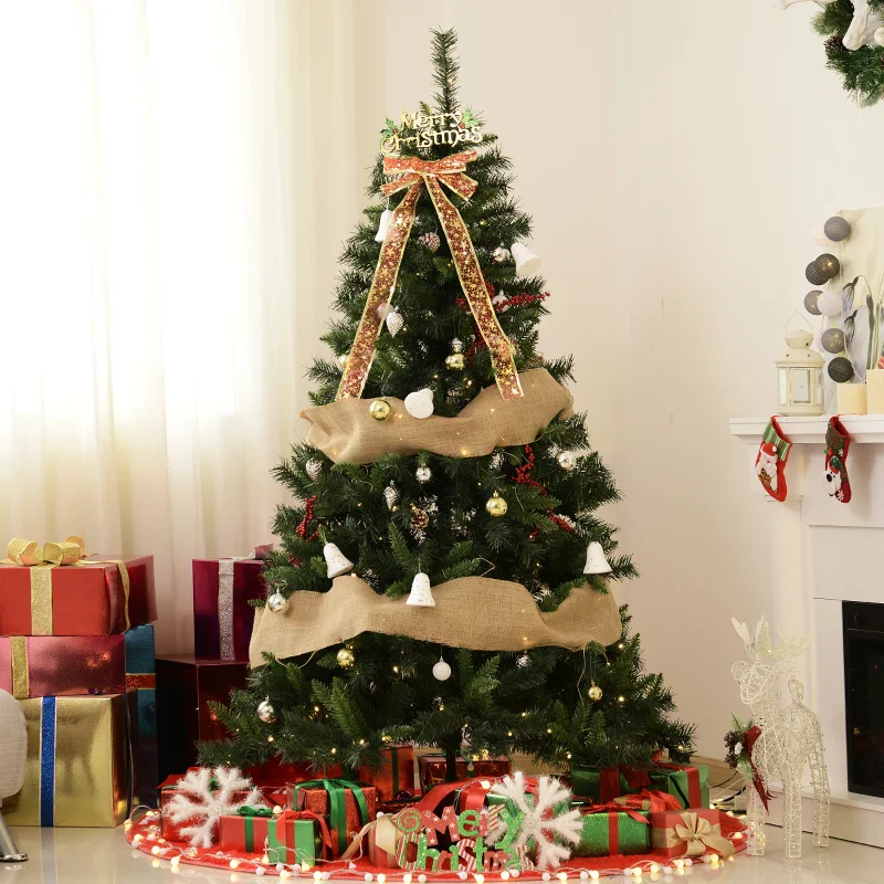 HOMCOM 6FT Pre-Lit Artificial Christmas Tree 200 LED Xmas Tree - Image 2