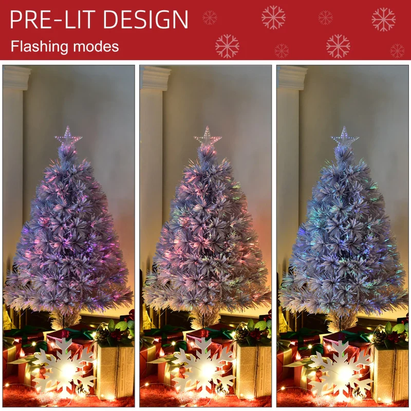 Christmas Time 2.5FT Prelit Artificial Tabletop Christmas Tree with Fibre Optics Holiday Home Xmas Decoration for Table and Desk, White - Image 6