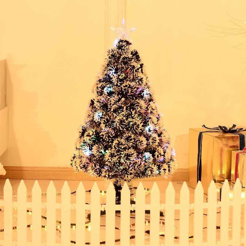 Christmas Time 3ft 90cm Green/White Artificial Christmas Tree W/ Prelit LED Lights-Multicolor - Image 3