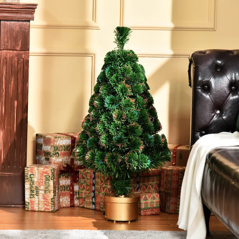 Christmas Time 3FT Prelit Artificial Christmas Tree Fiber Optic LED Light Tabletop Decoration - Image 3