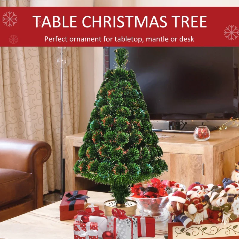 Christmas Time 3FT Prelit Artificial Christmas Tree Fiber Optic LED Light Tabletop Decoration - Image 4