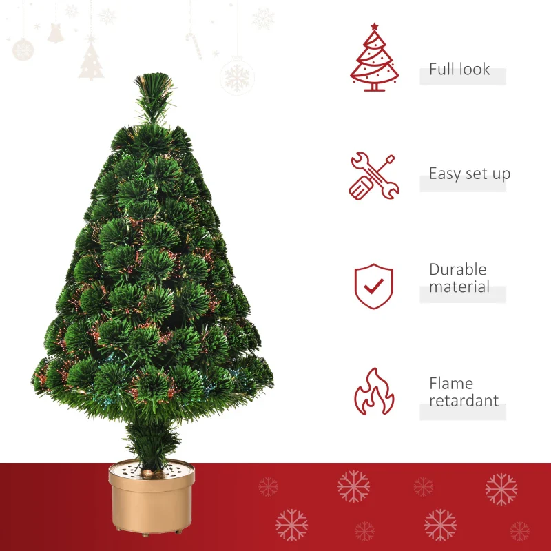 Christmas Time 3FT Prelit Artificial Christmas Tree Fiber Optic LED Light Tabletop Decoration - Image 6
