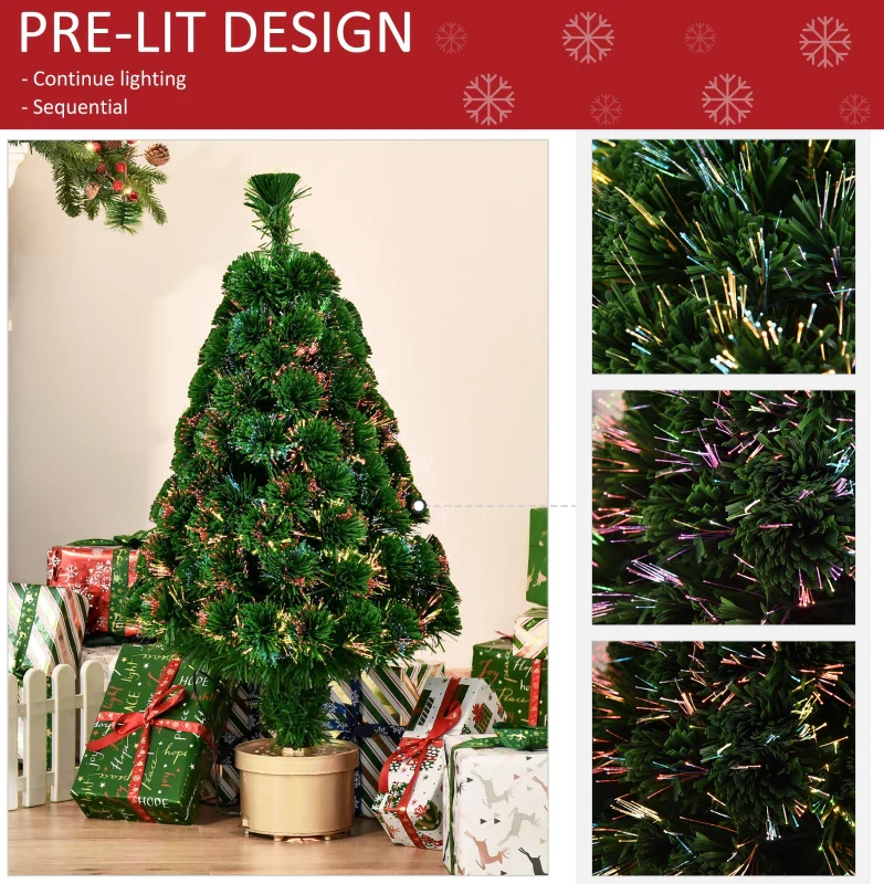 Christmas Time 3FT Prelit Artificial Christmas Tree Fiber Optic LED Light Tabletop Decoration - Image 7