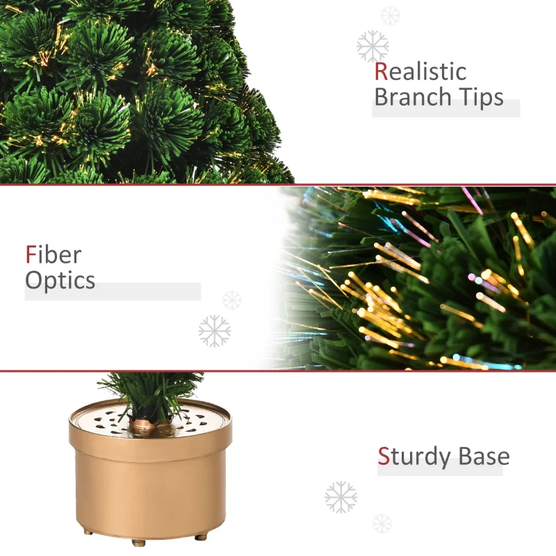 Christmas Time 3FT Prelit Artificial Christmas Tree Fiber Optic LED Light Tabletop Decoration - Image 8