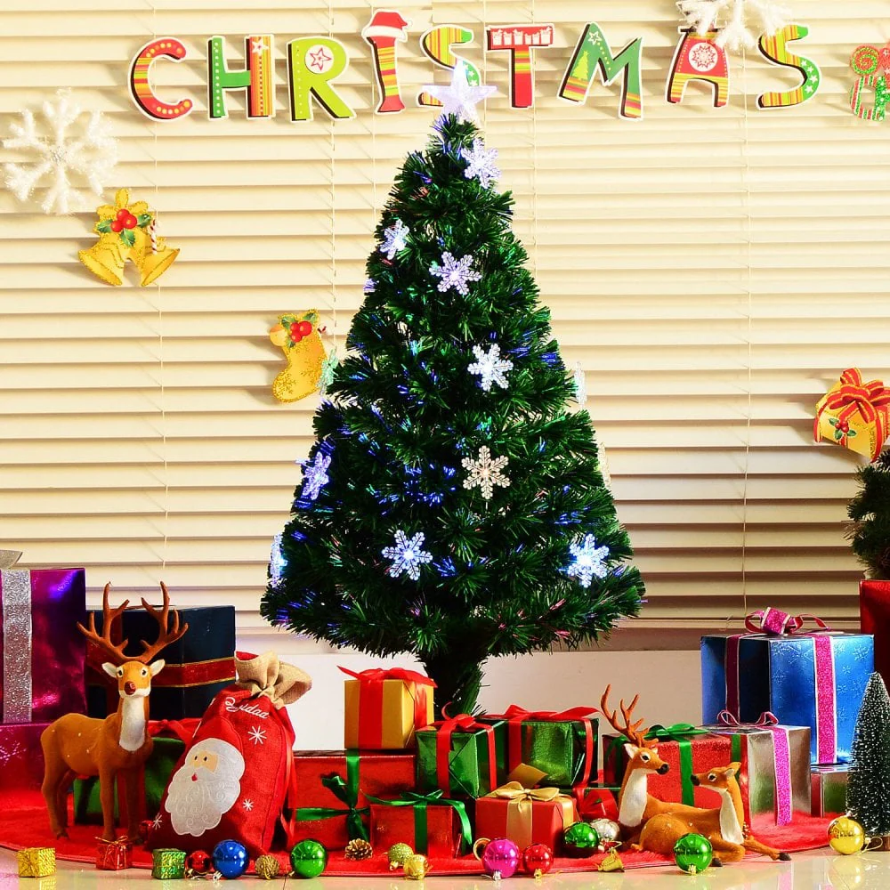 HOMCOM 4FT Green Fibre Optic Artificial Christmas Tree - Image 2