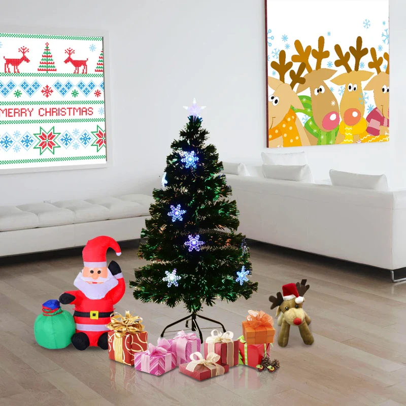 HOMCOM 4FT Green Fibre Optic Artificial Christmas Tree - Image 4
