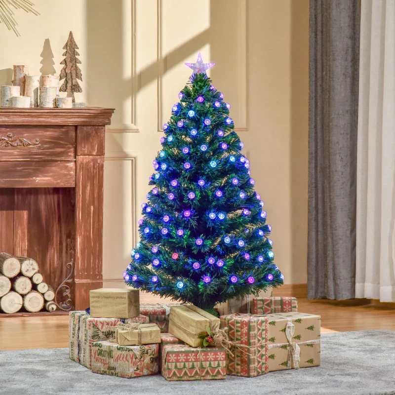 Christmas Time 4FT Pre-Lit Artificial Christmas Tree w/ Fibre Optic Led Light Xmas Decorations - Image 10