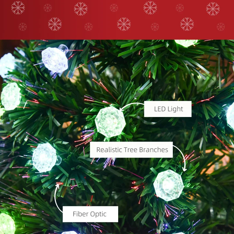Christmas Time 4FT Pre-Lit Artificial Christmas Tree w/ Fibre Optic Led Light Xmas Decorations - Image 9