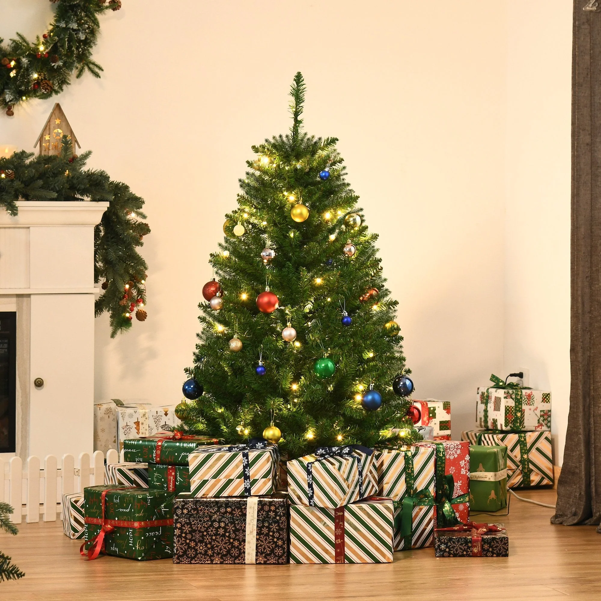 Christmas Time 4FT Prelit Artificial Christmas Tree w/ Warm White Light Home Xmas Decoration - Image 2