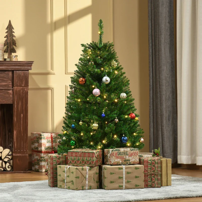 Christmas Time 4FT Prelit Artificial Christmas Tree w/ Warm White Light Home Xmas Decoration - Image 3