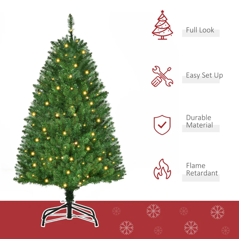 Christmas Time 4FT Prelit Artificial Christmas Tree w/ Warm White Light Home Xmas Decoration - Image 5
