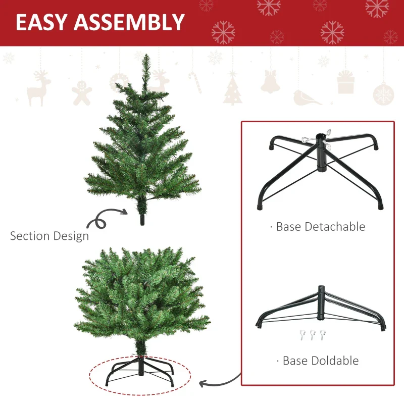 Christmas Time 4FT Prelit Artificial Christmas Tree w/ Warm White Light Home Xmas Decoration - Image 8