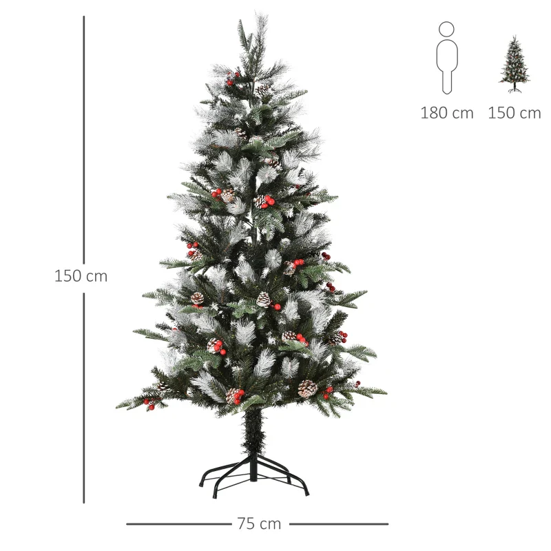 HOMCOM Christmas Time 5FT Artificial Snow Dipped Christmas Tree - Image 3