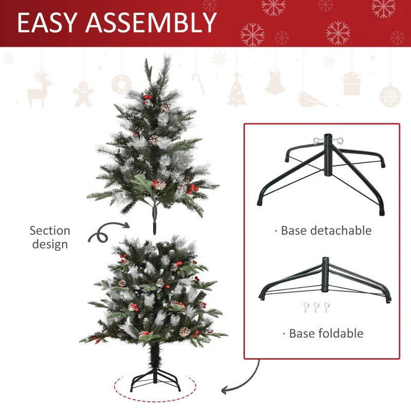 HOMCOM Christmas Time 5FT Artificial Snow Dipped Christmas Tree - Image 5