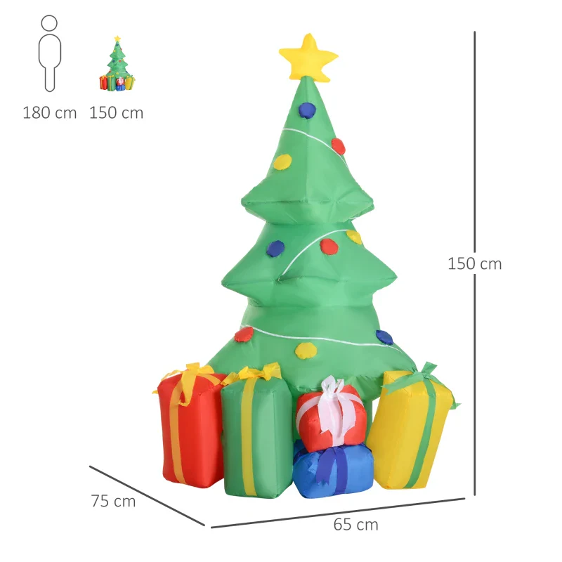 HOMCOM 5ft Inflatable Christmas Tree - Green - Image 2