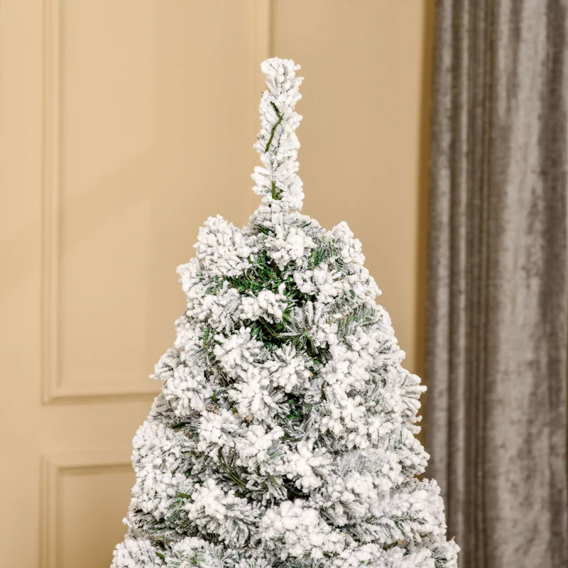 Christmas Time 5FT Prelit Snow Flocked Christmas Tree w/ Light, Indoor Home Xmas Decoration - Image 8