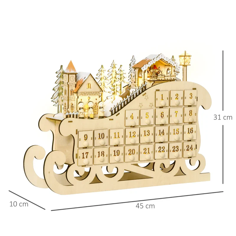 HOMCOM Christmas Sleigh advent Calendar - Image 2