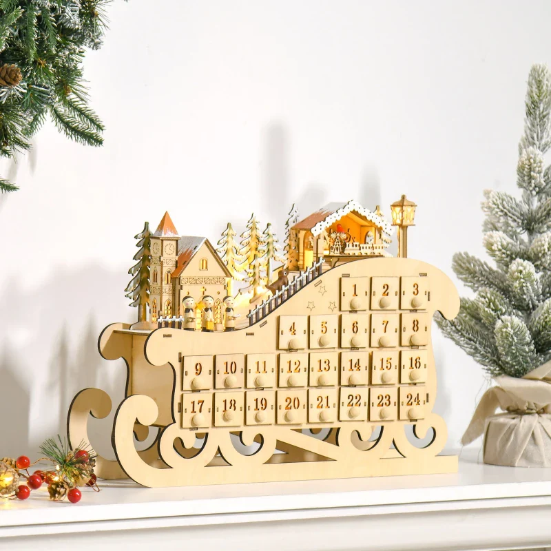 HOMCOM Christmas Sleigh advent Calendar - Image 4