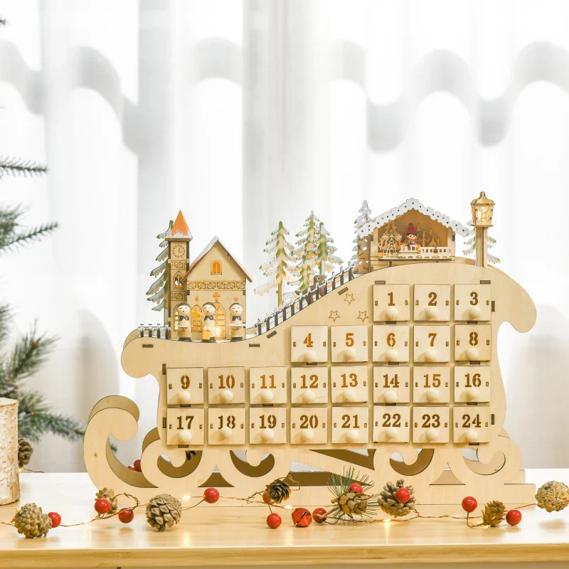 HOMCOM Christmas Sleigh advent Calendar - Image 5
