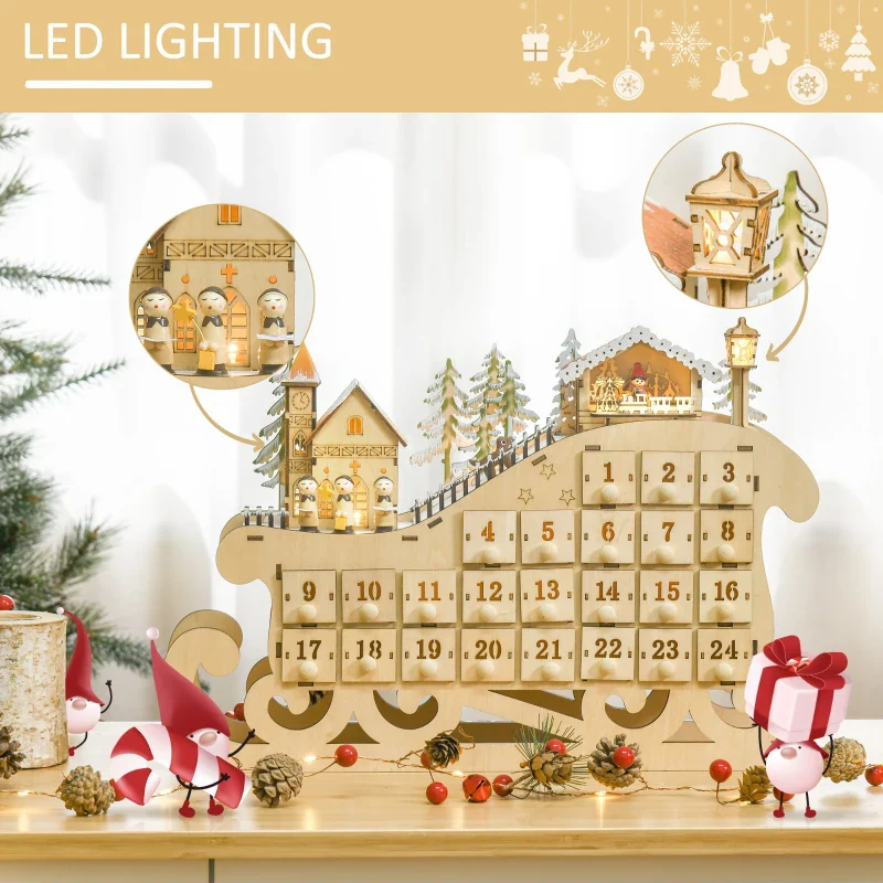 HOMCOM Christmas Sleigh advent Calendar - Image 6