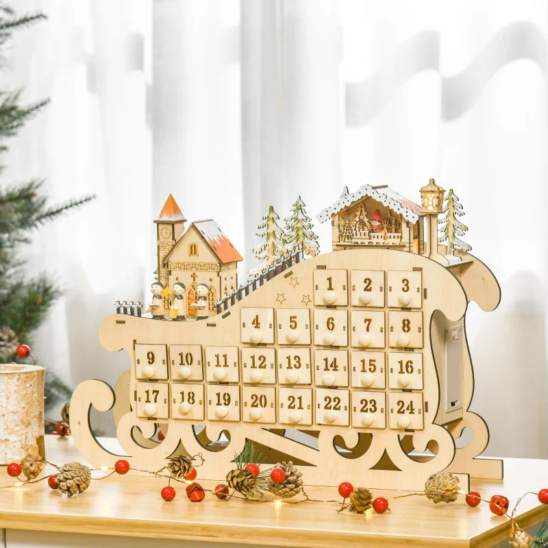 HOMCOM Christmas Sleigh advent Calendar - Image 9