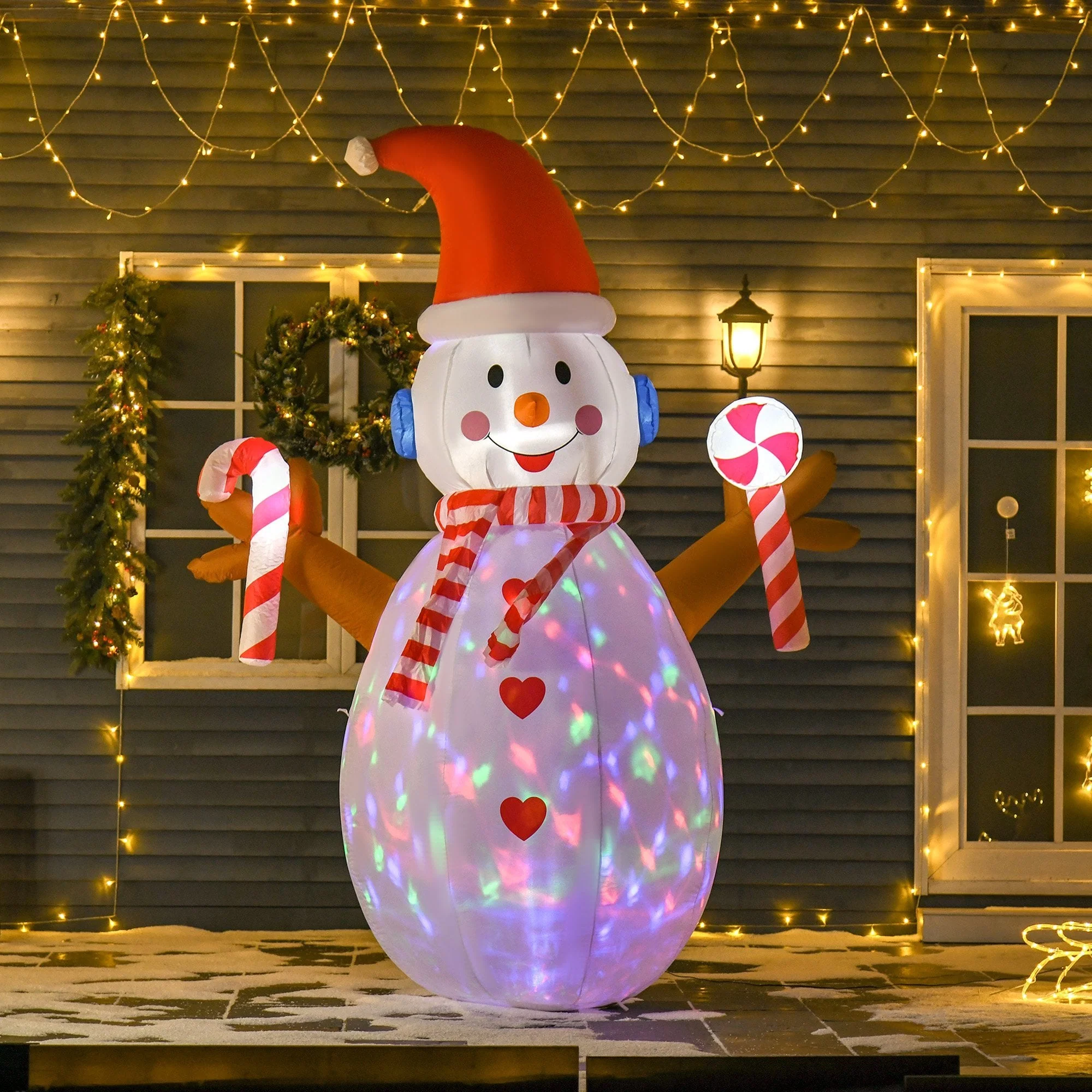 HOMCOM Rotating Christmas Inflatable Snowman, - Image 3