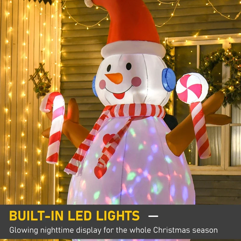 HOMCOM Rotating Christmas Inflatable Snowman, - Image 5