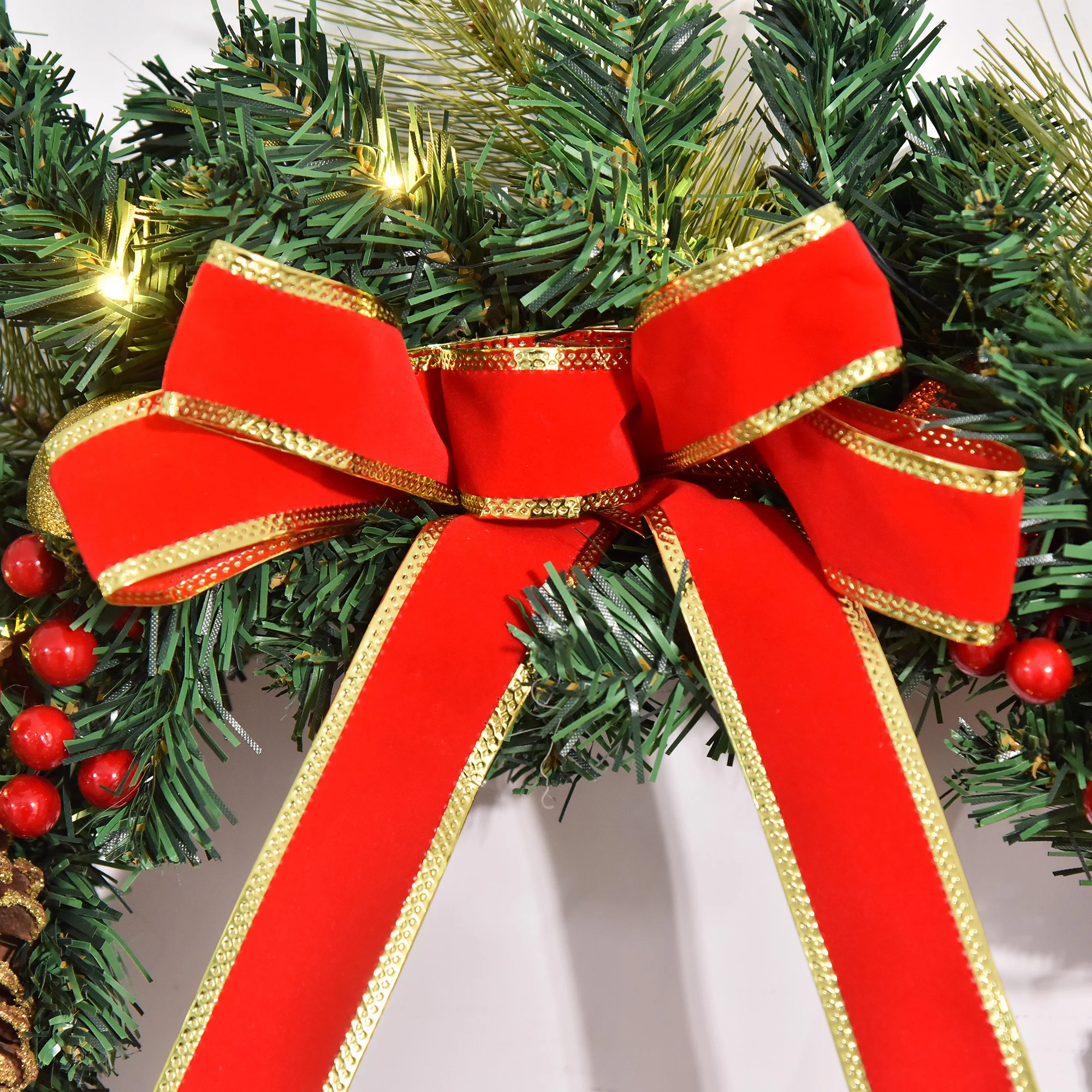 Christmas Time Pre-Lit Artificial Christmas Door Wreath, 60 Cm Diameter - Image 8