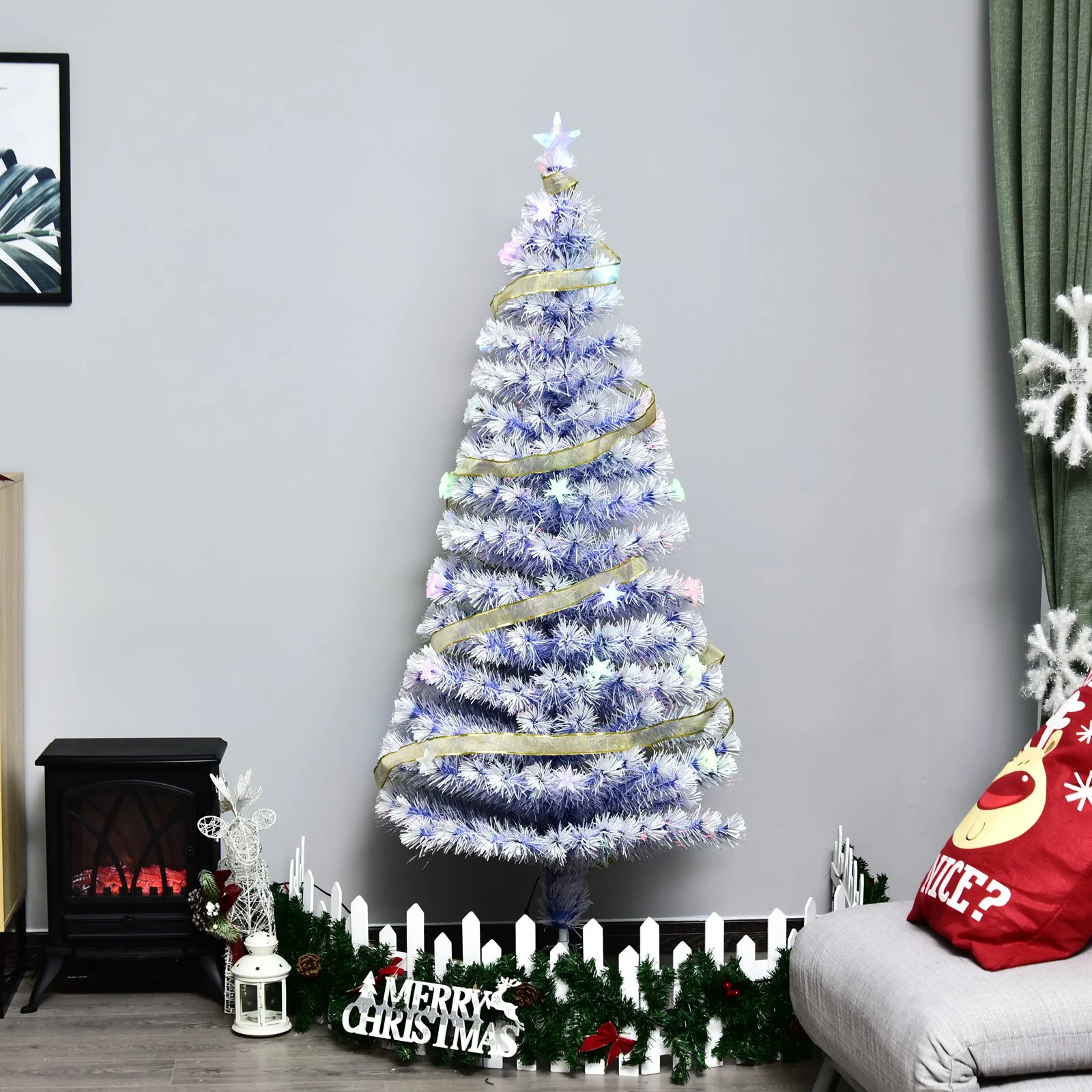 HOMCOM 5ft Artificial Fibre Optic Christmas Tree - Image 6