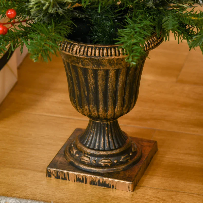 HOMCOM Christmas Tree Set of 2 3' with Red Berries and Gold Pots - Image 9